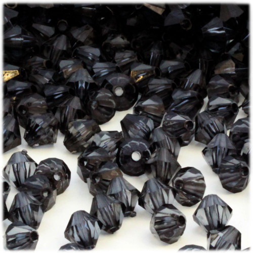 Bicone Beads, Transparent, Faceted, 10mm, 1,000-pc, Charcoal Gray