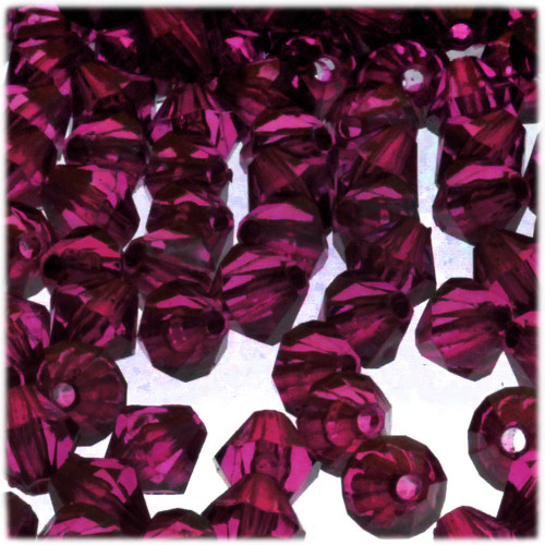 Plastic Bicone Beads, Transparent, 12mm, 1,000-pc, Fuchsia