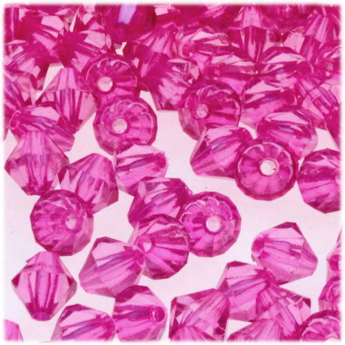 Plastic Bicone Beads, Transparent, 12mm, 100-pc, Hot Pink