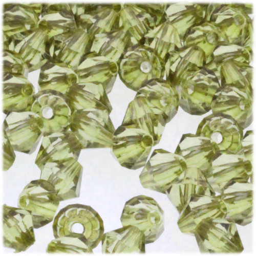 Plastic Bicone Beads, Transparent, 12mm, 100-pc, Light Olive Green