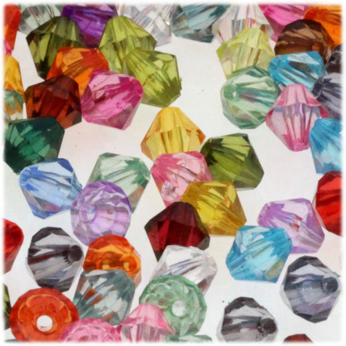 Plastic Bicone Beads, Transparent, 12mm, 100-pc, Multi