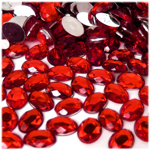 Rhinestones, Flatback, Oval, 13x18mm, 1,000-pc, Ruby Red