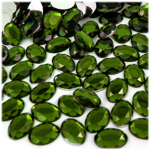 Rhinestones, Flatback, Oval, 13x18mm, 1,000-pc, Olive Green