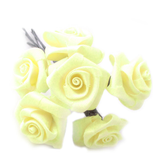 Folded Ribbon Roses, 0.75-Inch Rose, 6 Roses, Olive Green