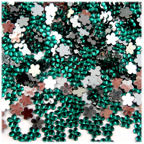 Rhinestones, Flatback, Flower, 6mm, 1,000-pc, Emerald Green