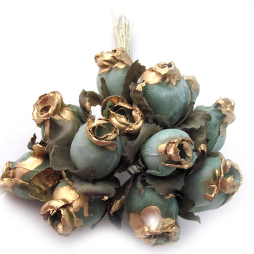 Artificial flowers, Gold Dipped Tips, Tulips, 0.5-inch, 12-pc Rustic Light Green with gold tips