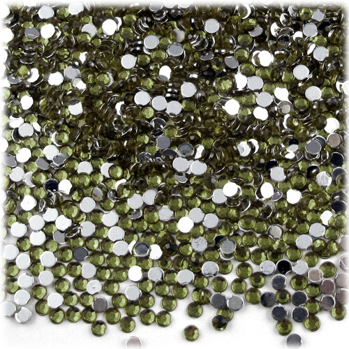 Rhinestones, Flatback, Round, 3mm, 10,000-pc, Olive Green