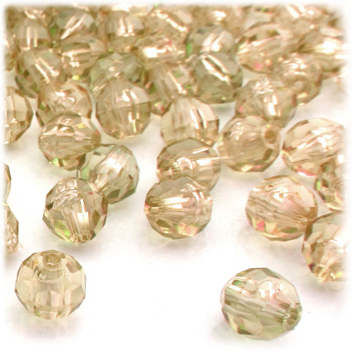 Faceted Round Beads, Transparent, 10mm, 1,000-pc, Champagne
