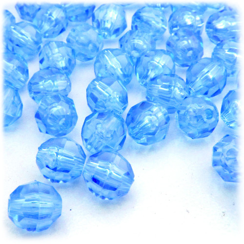 Plastic Faceted Beads, Transparent, 12mm, 1,000-pc, Light Blue