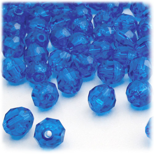 Plastic Faceted Beads, Transparent, 12mm, 1,000-pc, Royal Blue