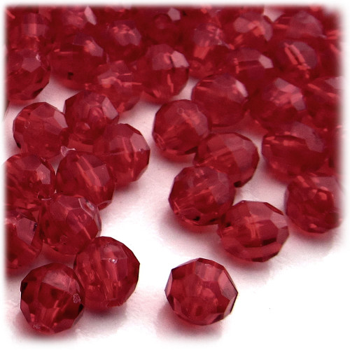 Plastic Faceted Beads, Transparent, 12mm, 1,000-pc, Raspberry Red