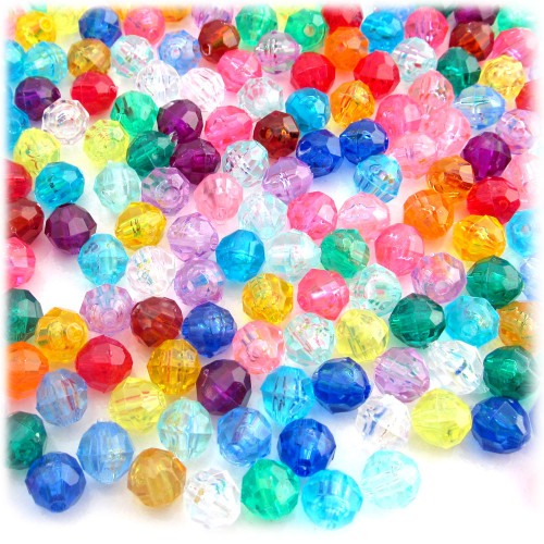 Plastic Faceted Beads, Transparent, 4mm, 1,000-pc, Multi Mix