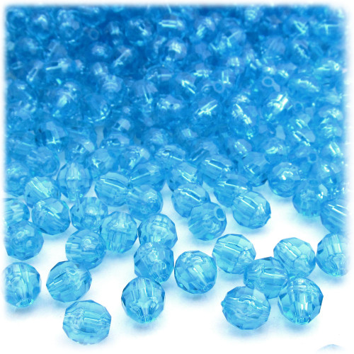 Plastic Faceted Beads, Transparent, 6mm, 1,000-pc, Aqua