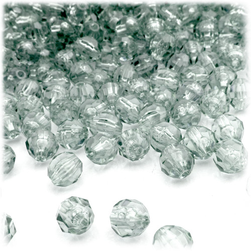 Plastic Faceted Beads, Transparent, 6mm, 1,000-pc, Clear