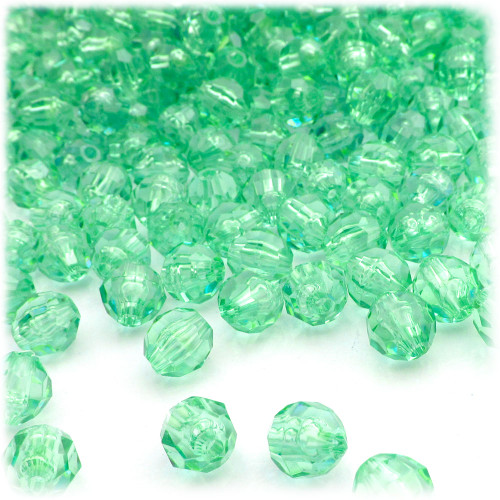 Plastic Faceted Beads, Transparent, 6mm, 1,000-pc, Sea Mist