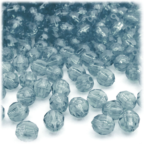 Plastic Faceted Beads, Transparent, 8mm, 1,000-pc, Blue Jeans