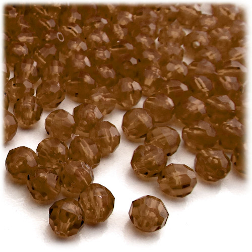 Plastic Faceted Beads, Transparent, 8mm, 1,000-pc, Brown