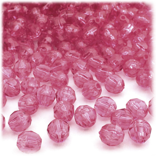 Plastic Faceted Beads, Transparent, 8mm, 1,000-pc, Fuchsia