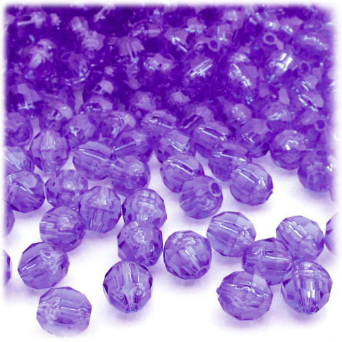 Plastic Faceted Beads, Transparent, 8mm, 1,000-pc, Dark Purple