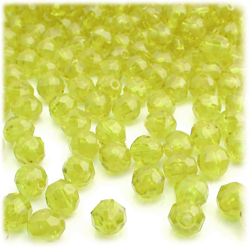 Plastic Faceted Beads, Transparent, 8mm, 1,000-pc, Yellow