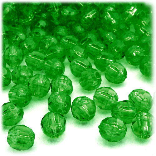 Faceted Round Beads, Transparent, 10mm, 100-pc, Emerald green