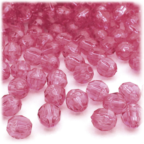 Faceted Round Beads, Transparent, 10mm, 100-pc, Fuchsia