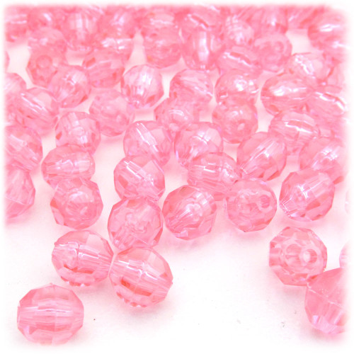 Faceted Round Beads, Transparent, 10mm, 100-pc, Pink