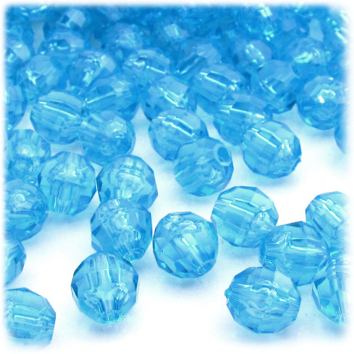 Plastic Faceted Beads, Transparent, 12mm, 100-pc, Aqua