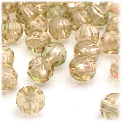 Plastic Faceted Beads, Transparent, 12mm, 100-pc, Champagne