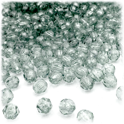 Plastic Faceted Beads, Transparent, 4mm, 200-pc, Clear
