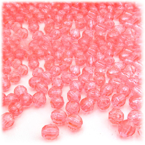 Plastic Faceted Beads, Transparent, 4mm, 200-pc, Salmon Orange