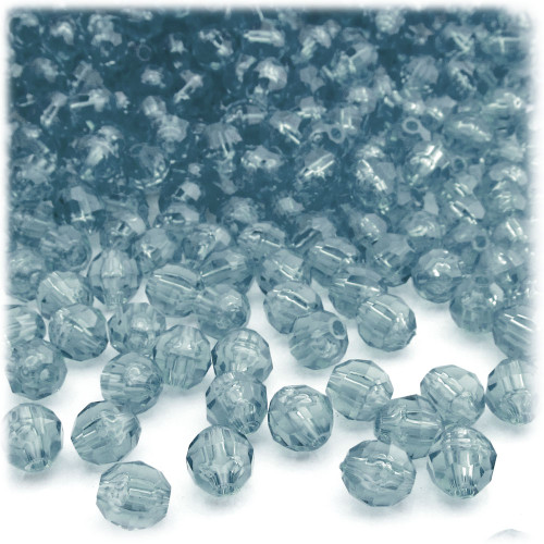 Plastic Faceted Beads, Transparent, 6mm, 200-pc, Blue Jeans