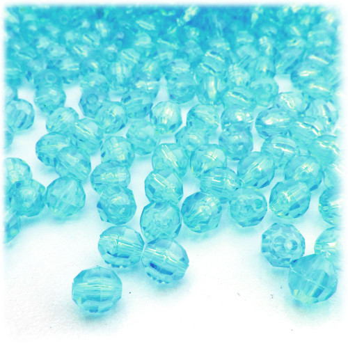 Plastic Faceted Beads, Transparent, 6mm, 200-pc, Light Aqua