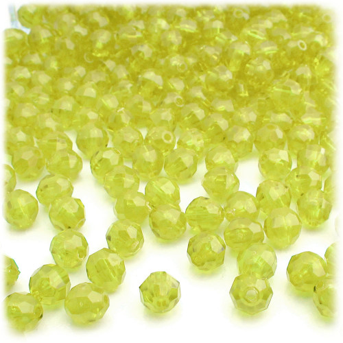 Plastic Faceted Beads, Transparent, 6mm, 200-pc, Yellow