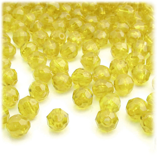 Plastic Faceted Beads, Transparent, 8mm, 200-pc, Acid Yellow