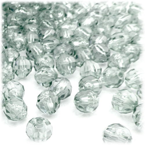 Plastic Faceted Beads, Transparent, 8mm, 200-pc, Clear