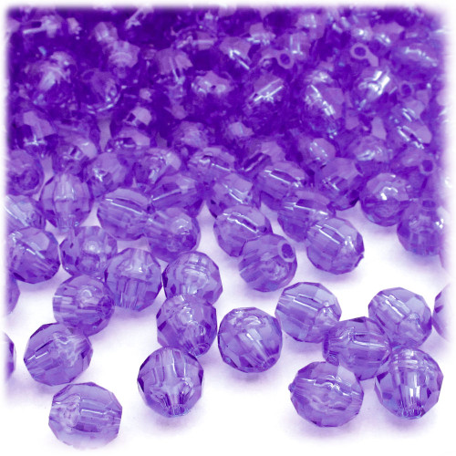 Plastic Faceted Beads, Transparent, 8mm, 200-pc, Dark Purple