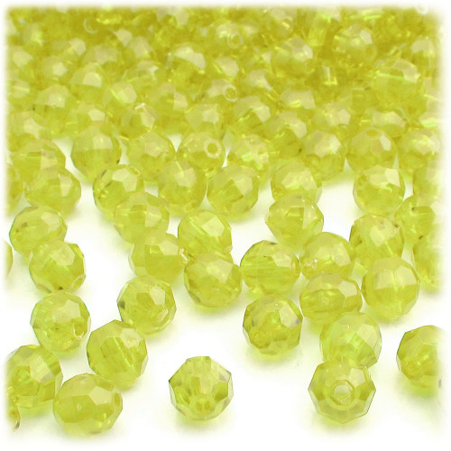 Plastic Faceted Beads, Transparent, 8mm, 200-pc, Yellow