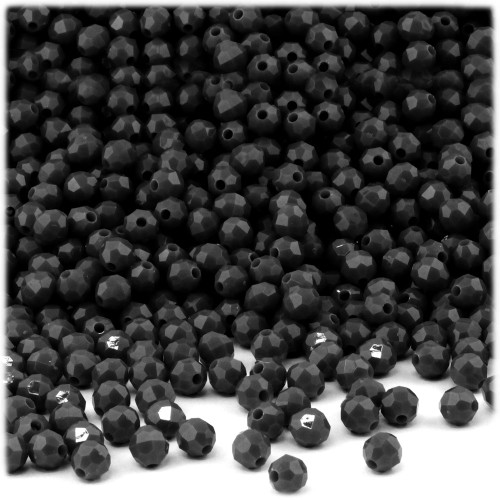 Plastic Faceted Beads, Opaque, 4mm, 200-pc, Black