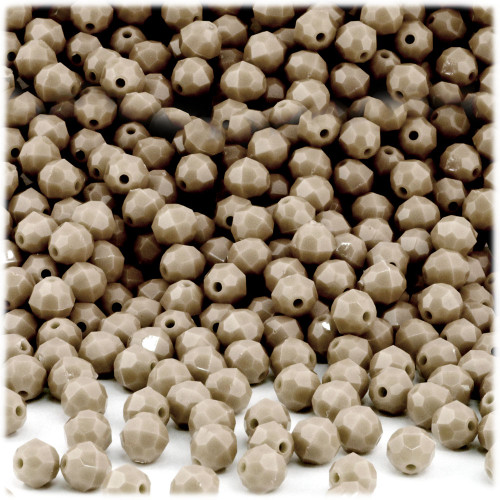 Plastic Faceted Beads, Opaque, 4mm, 200-pc, Tan