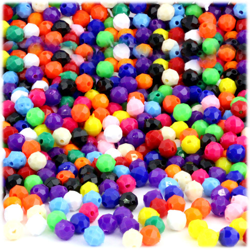 Plastic Faceted Beads, Opaque, 4mm, 200-pc, Multi Mix (Mix of all available colors)