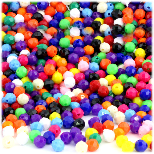 Plastic Faceted Beads, Opaque, 4mm, 1,000-pc, Multi Mix (Mix of all available colors)