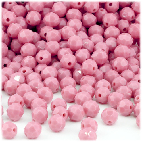 Plastic Faceted Beads, Opaque, 6mm, 200-pc, Pink