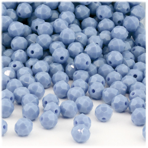 Plastic Faceted Beads, Opaque, 6mm, 200-pc, Light Baby blue