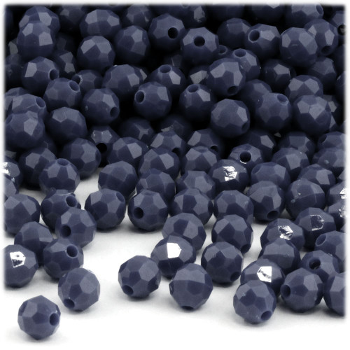 Plastic Faceted Beads, Opaque, 6mm, 200-pc, Navy Blue