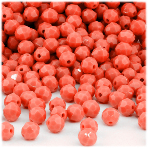 Plastic Faceted Beads, Opaque, 6mm, 1,000-pc, Orange