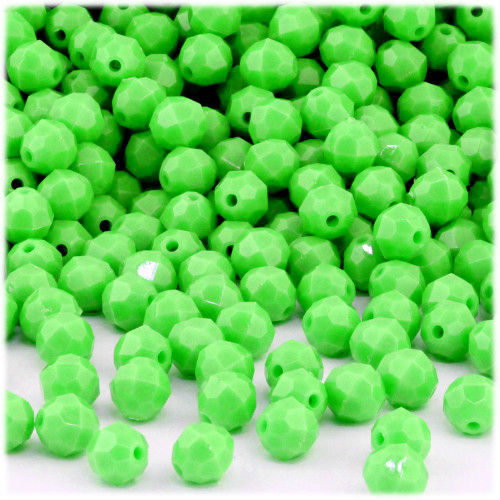 Plastic Faceted Beads, Opaque, 6mm, 1,000-pc, Light Green