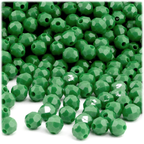 Plastic Faceted Beads, Opaque, 6mm, 1,000-pc, Emerald green