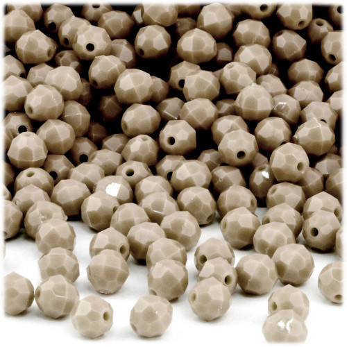 Plastic Faceted Beads, Opaque, 6mm, 1,000-pc, Tan