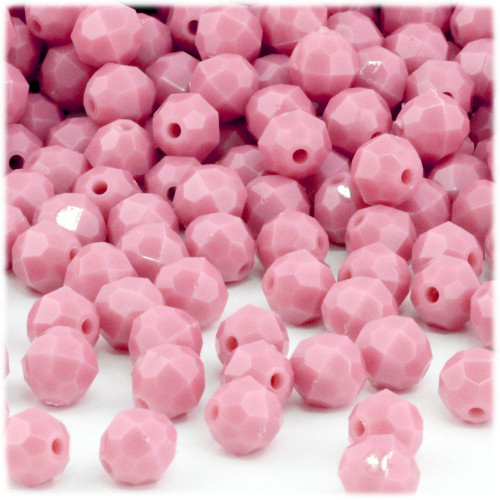 Plastic Faceted Beads, Opaque, 8mm, 200-pc, Pink